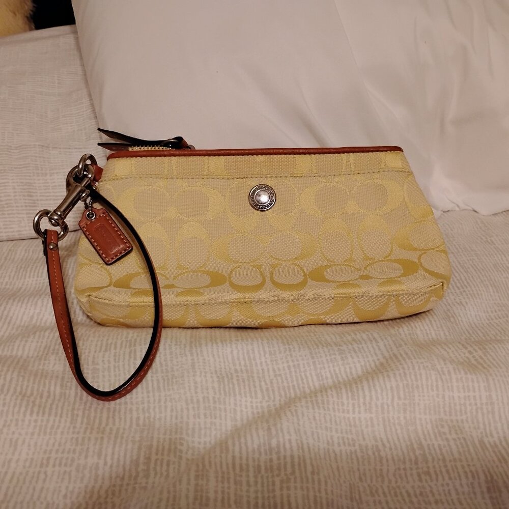 Coach Signature Canvas Wristlet/Clutch with Wrist Strap
